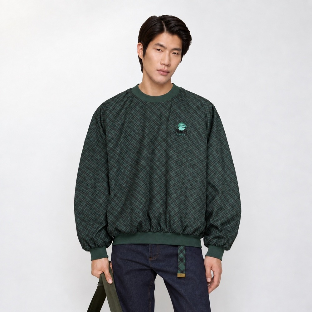Roche Heron Lakes Golf Pullover Windshirt Reversible Plaid Green Mens XL